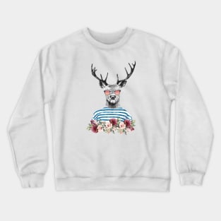 Cool Retro Deer Artwork, Dope Streetwear Deer Art Crewneck Sweatshirt